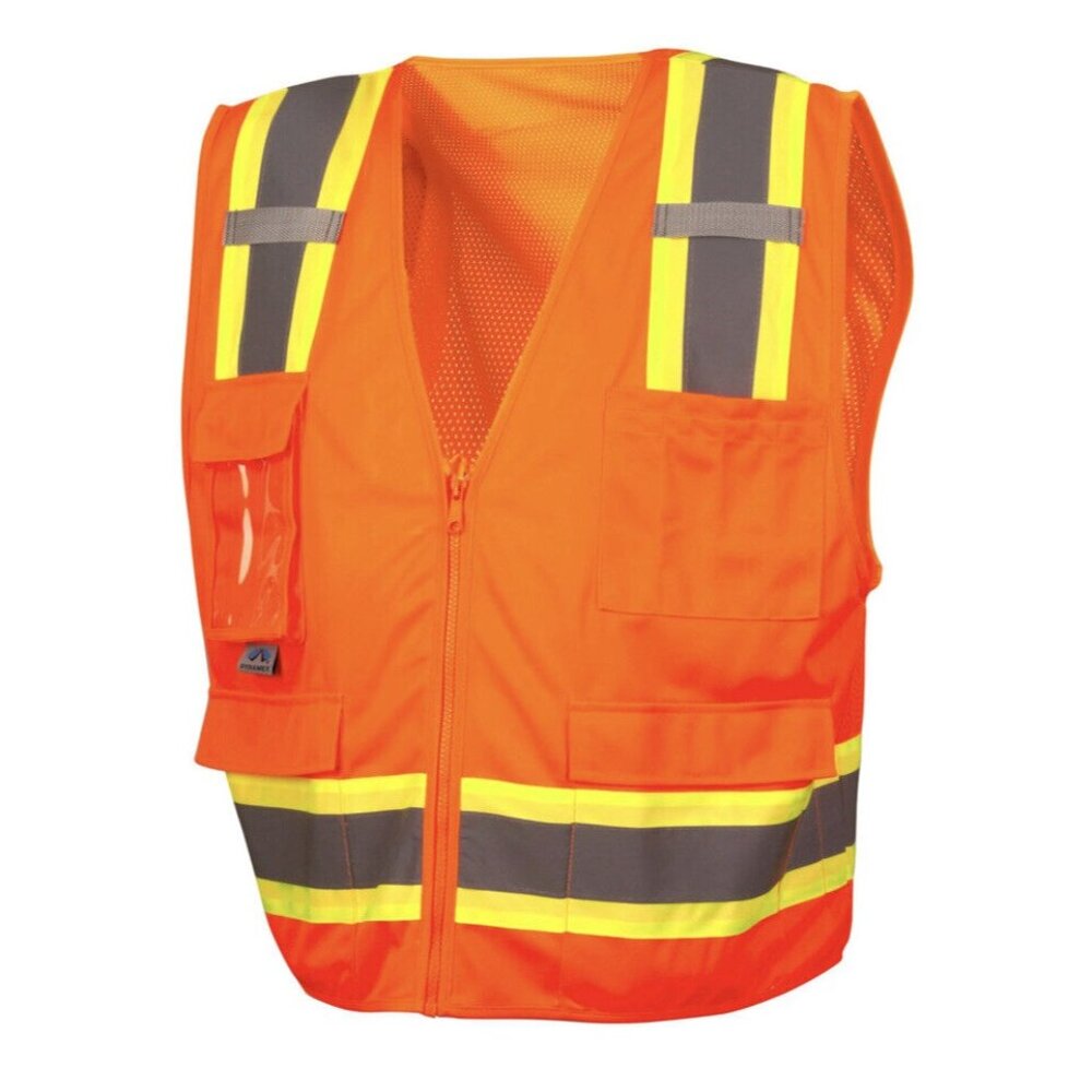 TrueCrest Safety Vest Class 2 Level 2 Hi-Vis Orange Medium Mesh Material Sz M/L